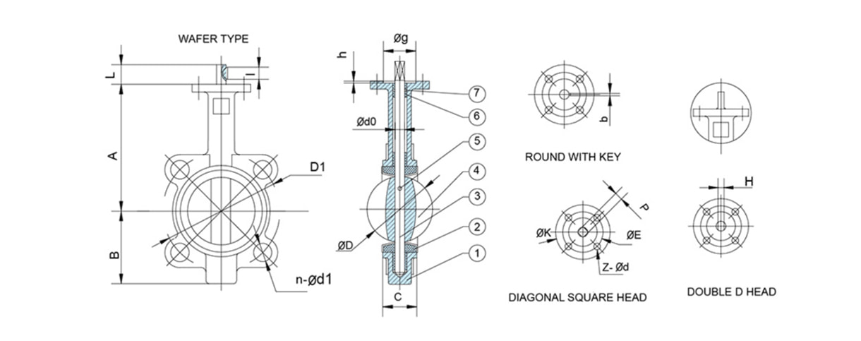 Multi-standard wafer butterfly valve