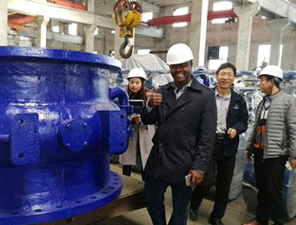 Ethiopian customers look at the factory