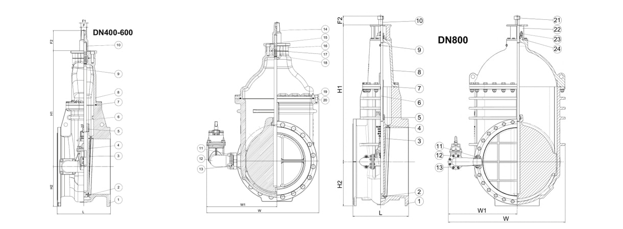 DN450 Resilient Seated Gate Valve